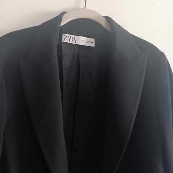 Zara Black Open Front Blazer With Buttons Large Academia - Picture 4 of 6